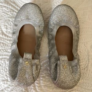 Yosi Samra silver sparkle flats.